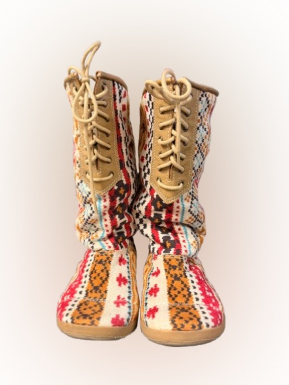 Big Buddha Galla Boots Size 6 Southwestern Aztec Knit Faux Fur Boho Slippers